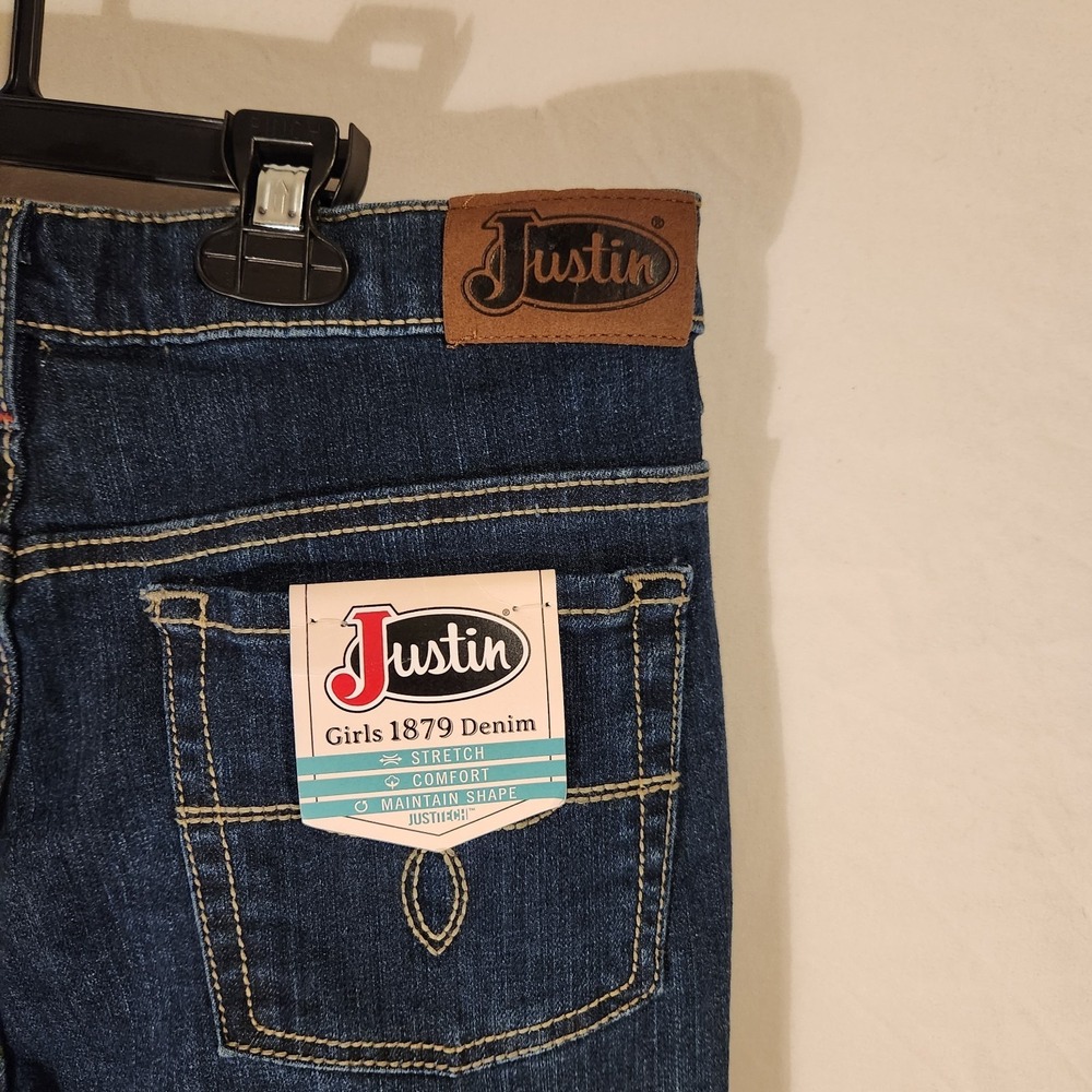 NEW Girls Justin Jeans Size 16 Mid Rise Bootcut Stretch Dark Wash Western NWT
